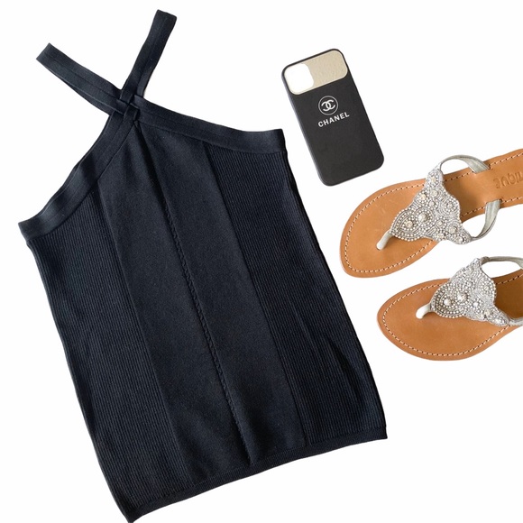 Vintage 90’s: Wayne Rogers ❤︎ Strappy Ribbed Silk Top ❤︎ Cross Front Halter Neck - Picture 13 of 15